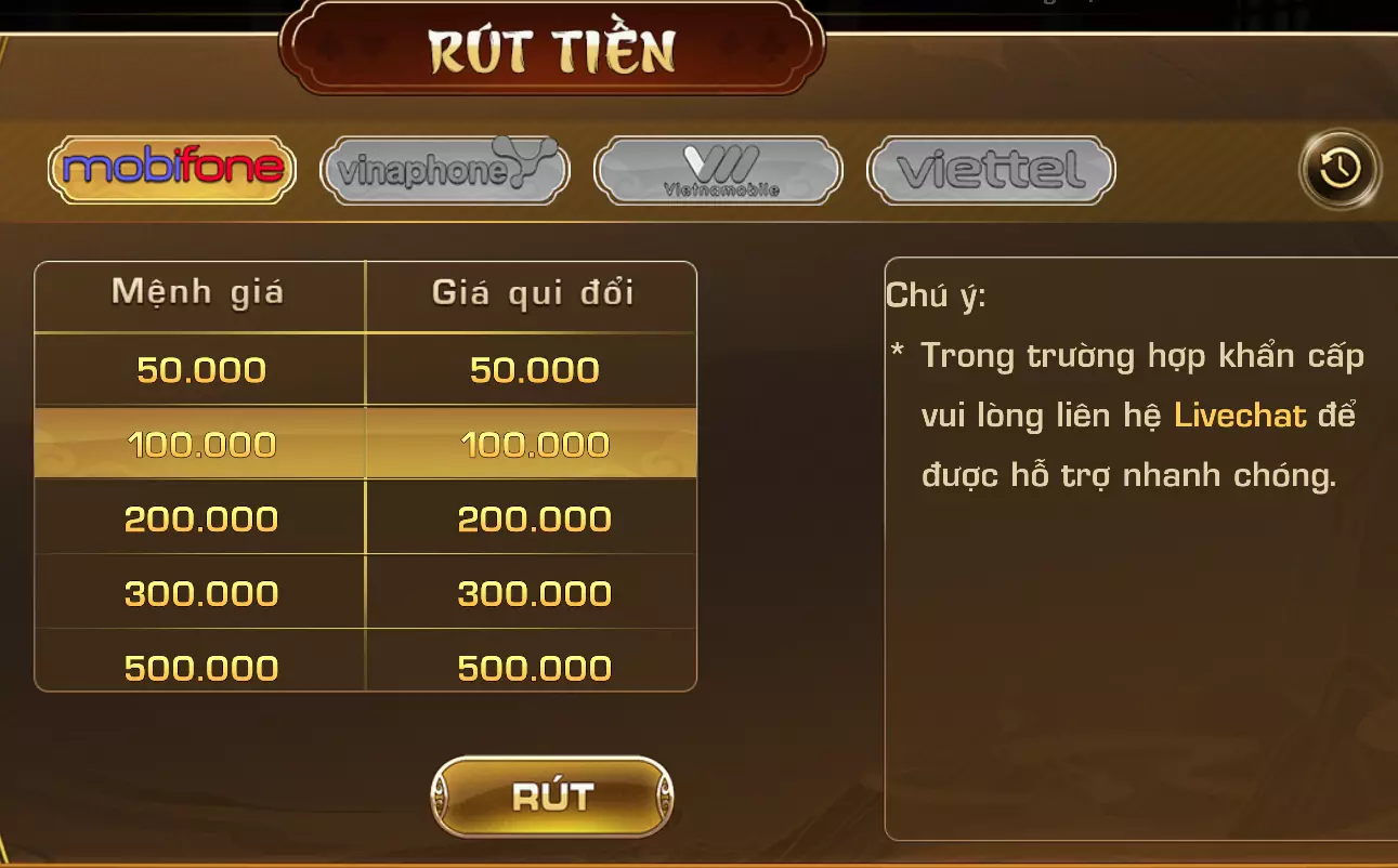 Rút tiền iwin qua thẻ cào