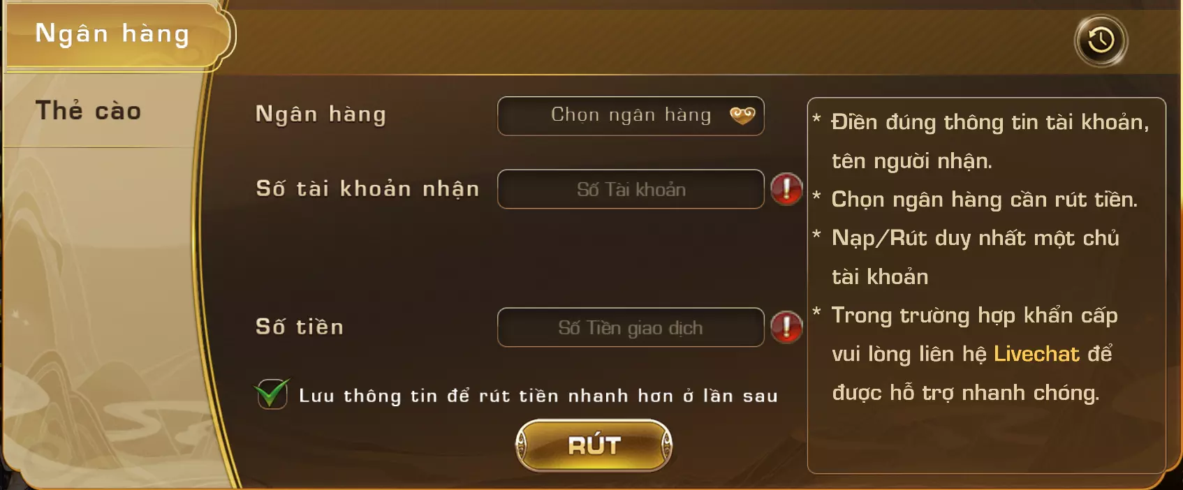 Rút tiền iwin thắng qua ngân hàng